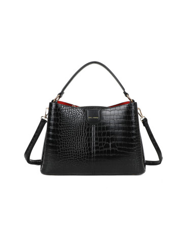 Sac à main croco pour femme avec anses coloris noir – Chapo & Co