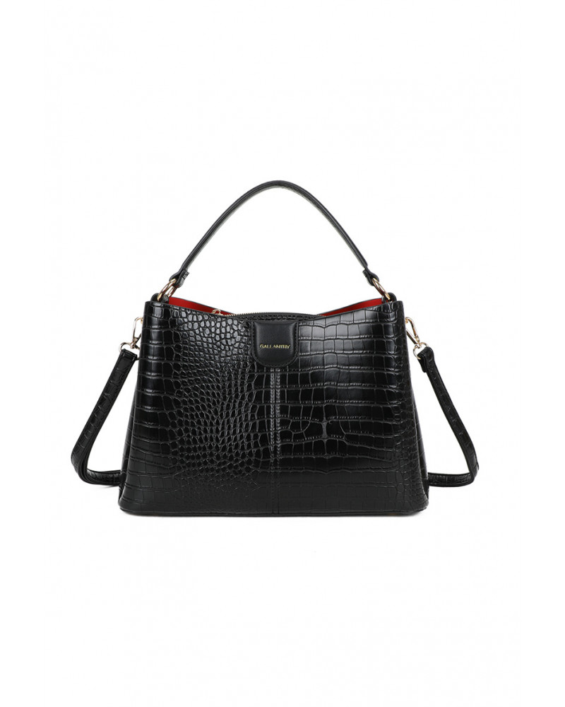 Sac à main croco pour femme avec anses coloris noir – Chapo & Co