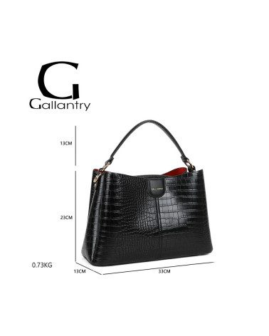 Sac à main croco pour femme avec anses coloris noir – Chapo & Co