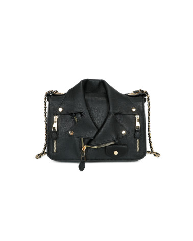 Sac bandoulière femme Gallantry noir style veste rock chic