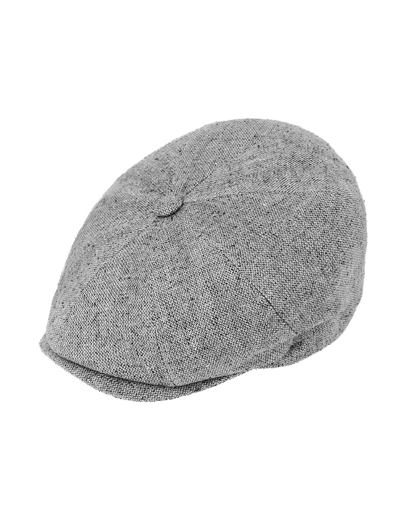 Casquette Irlandaise 8 côtes en lin et soie style Peaky Blinders coloris Gris