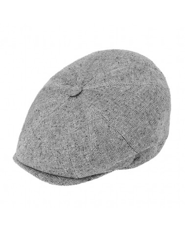 Casquette Irlandaise 8 côtes en lin et soie style Peaky Blinders coloris Gris
