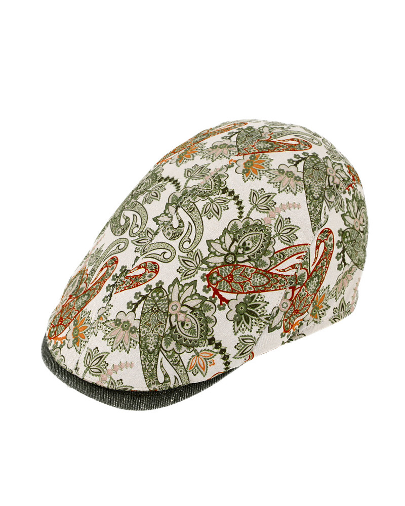 Casquette plate en coton à motif coloris Kaki - Chapo & Co