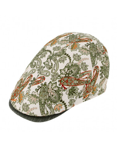 Casquette plate en coton à motif coloris Kaki - Chapo & Co