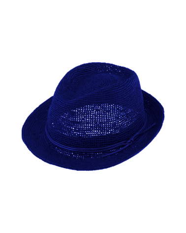 Chapeau forme Trilby en paille Raphia façon crochet marine - Chapo & Co