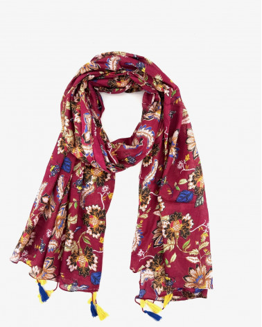 Foulard tissé en 100% coton indien coloris Bordeaux - Chapo & Co