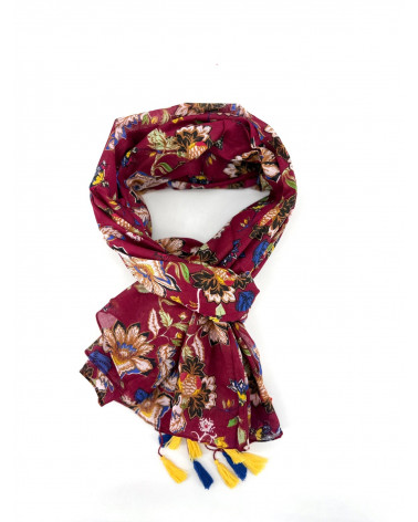 Foulard tissé en 100% coton indien coloris Bordeaux - Chapo & Co