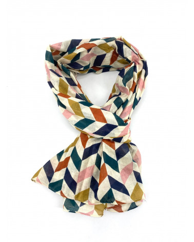 Foulard chèche tissé en 100% coton indien imprimé multicolore - Chapo & Co
