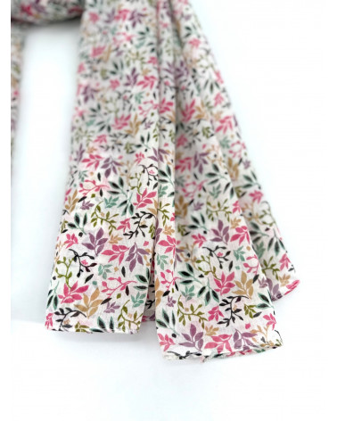 Foulard chèche tissé en 100% coton indien imprimé multicolore rose - Chapo & Co