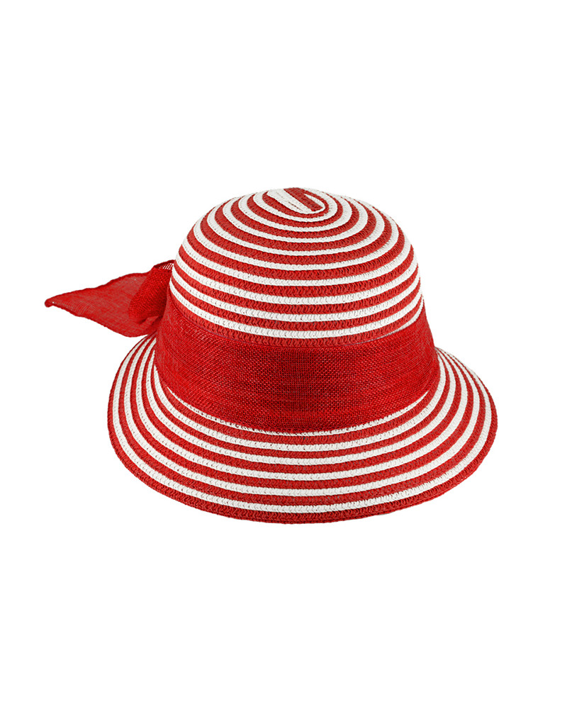 Petite capeline de cérémonie ou d'été en paille papier coloris Rouge