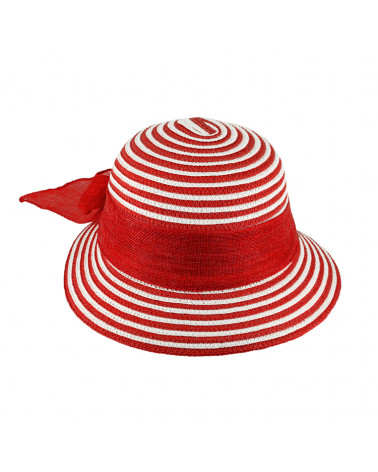Petite capeline de cérémonie ou d'été en paille papier coloris Rouge