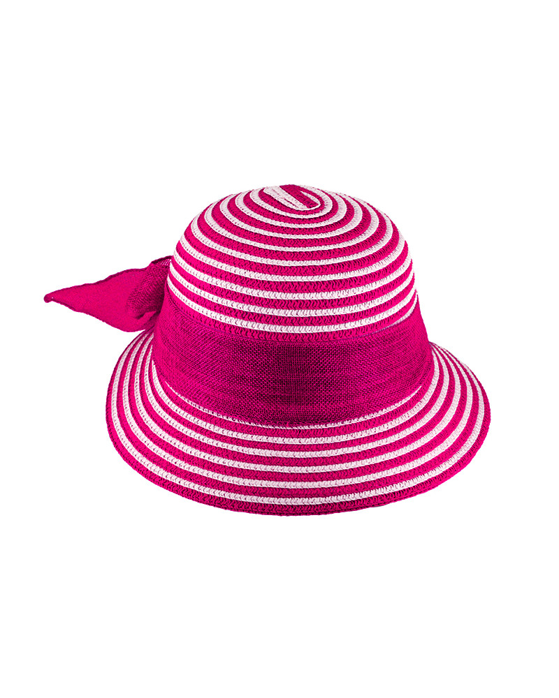 Petite capeline de cérémonie ou d'été en paille papier coloris Fuchsia