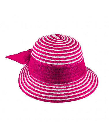 Petite capeline de cérémonie ou d'été en paille papier coloris Fuchsia