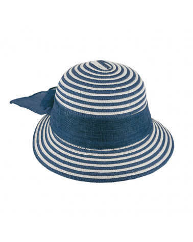 Petite capeline de cérémonie ou d'été en paille papier coloris Marine