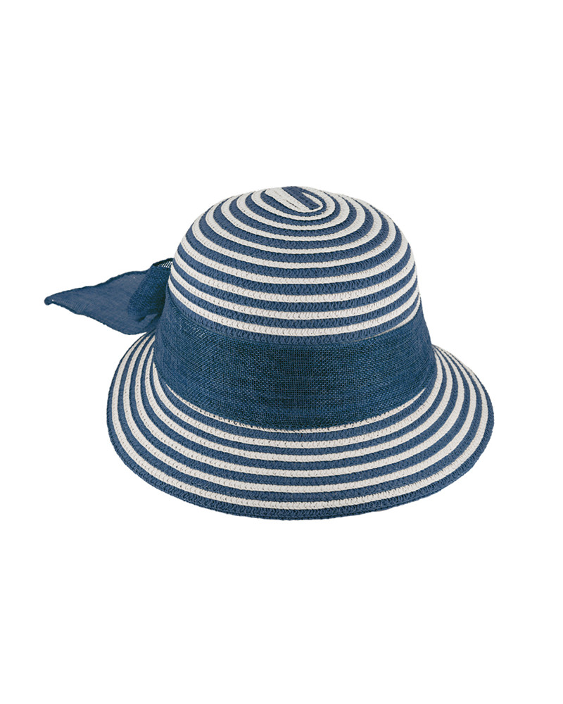 Petite capeline de cérémonie ou d'été en paille papier coloris Marine