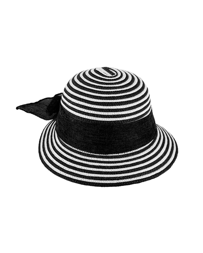 Petite capeline de cérémonie ou d'été en paille papier coloris Noir