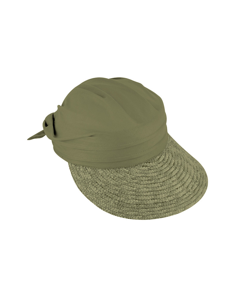 Casquette visière de plage en paille et tissu coloris Kaki - Chapo & Co