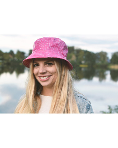 Chapeau de pluie forme bob coloris rose avec imprimé pois - Chapo & Co