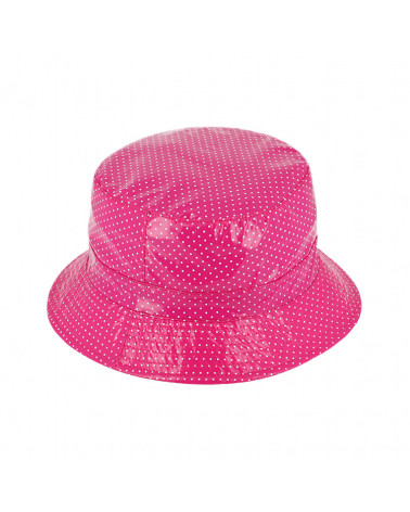 Chapeau de pluie forme bob coloris rose avec imprimé pois - Chapo & Co