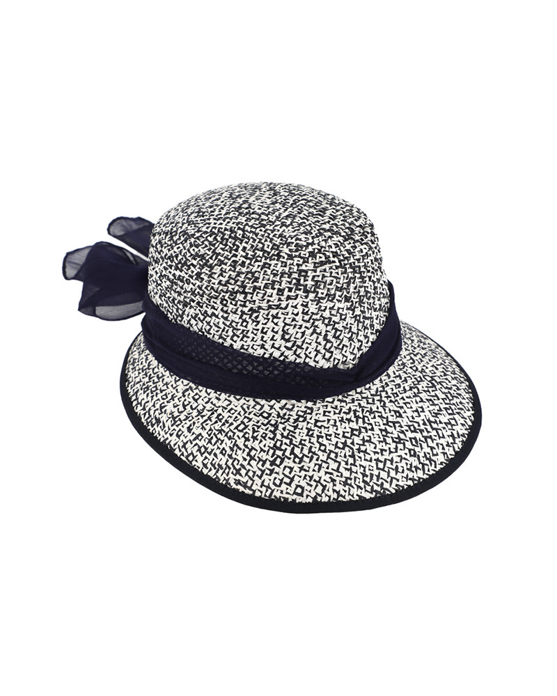 Chapeau forme casquette ou cérémonie en paille papier marine
