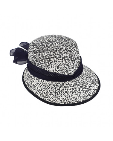 Chapeau forme casquette ou cérémonie en paille papier marine