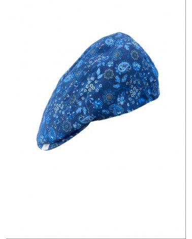 Casquette plate façon béret modèle fleurie bleu - Chapo & Co
