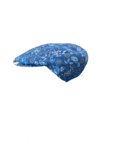 Casquette plate façon béret modèle fleurie bleu - Chapo & Co