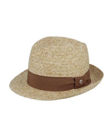 Chapeau forme Trilby en paille avec bandeau brun -Flechet