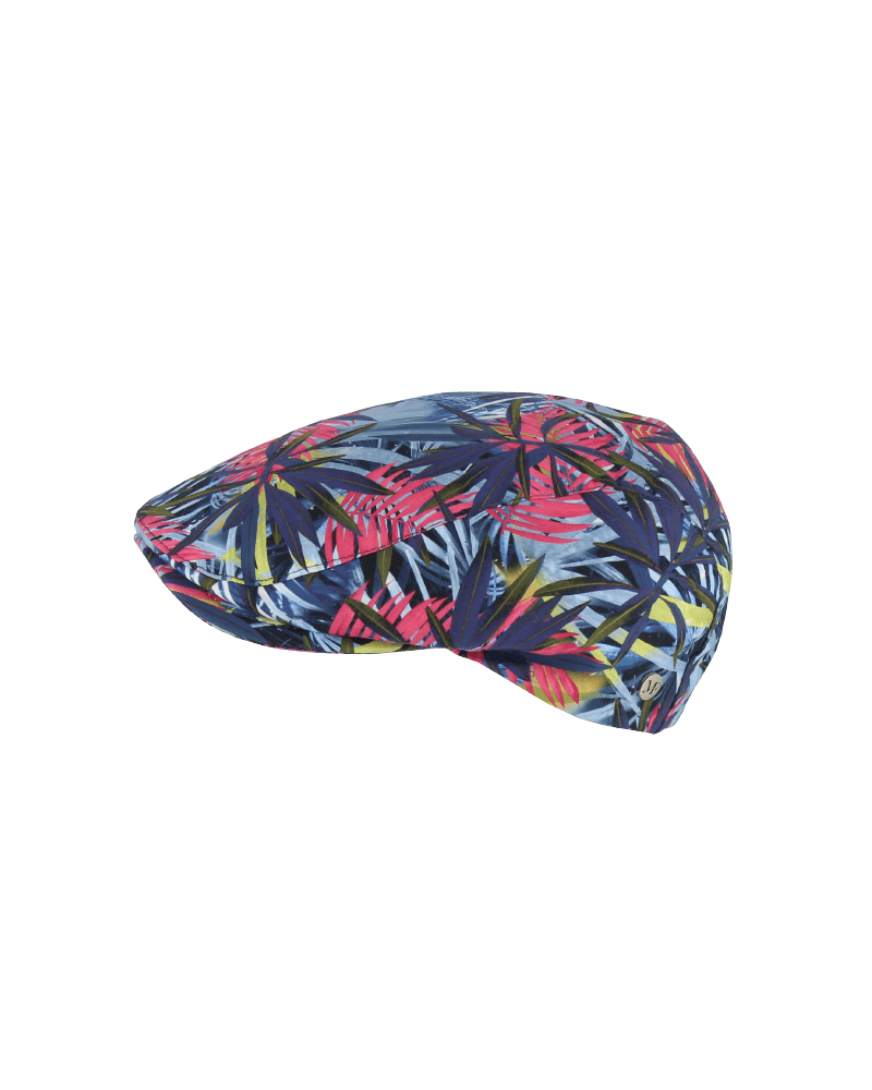 Casquette plate pour l'été fantaisie style béret avec motif tropicale - Fléchet