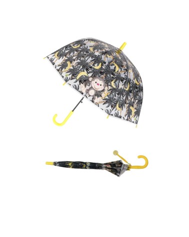 Parapluie canne pour enfants motif petit singe feuillage tropical