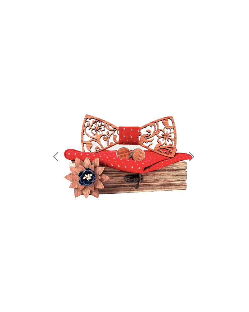 Coffret noeud papillon en bois modèle Kauri coloris rouge