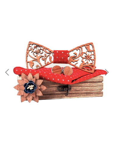Coffret noeud papillon en bois modèle Kauri coloris rouge