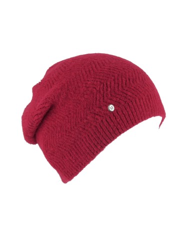 Bonnet en laine avec motif chevrons coloris rouge - Flechet