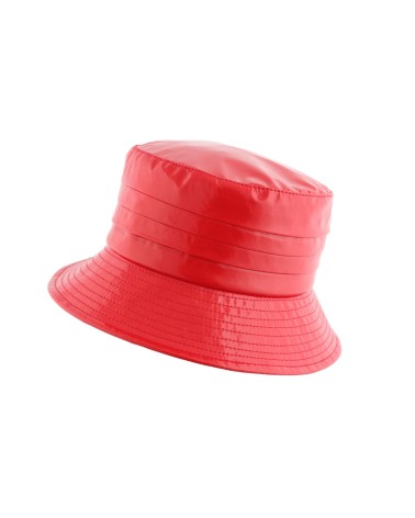 Chapeau forme bob pour la pluie effet vinyl coloris rouge - Flechet
