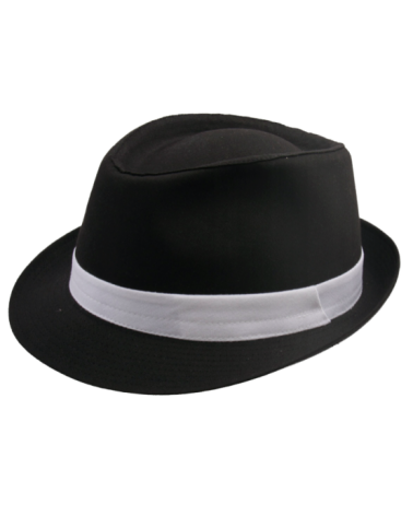 Chapeau forme trilby en tissu noir et blanc modèle BCBG