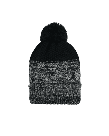 Bonnet pour homme avec pompon tricot coloris noir et gris