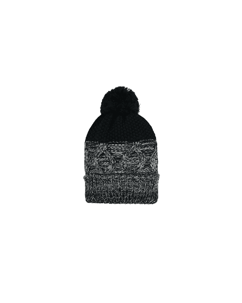 Bonnet pour homme avec pompon tricot coloris noir et gris