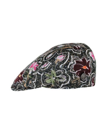 Casquette plate mi-saison velours motif fantaisie - Chapo & Co