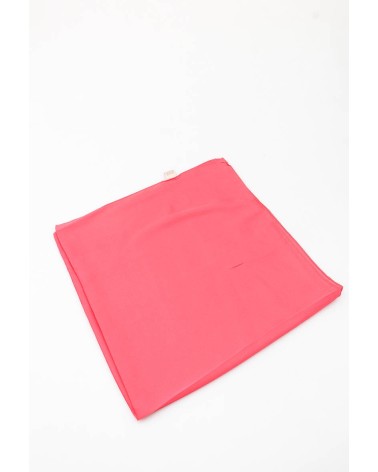 Foulard carré en soie uni coloris corail 70x70 - Chapo & Co