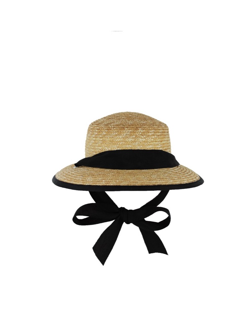 Chapeau paille forme cloche avec bandeau amovible noir - Chapo & Co Montargis