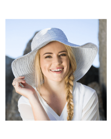 Chapeau capeline modèle Scrunchie blanc anti UV UPF50+ - House of Ord