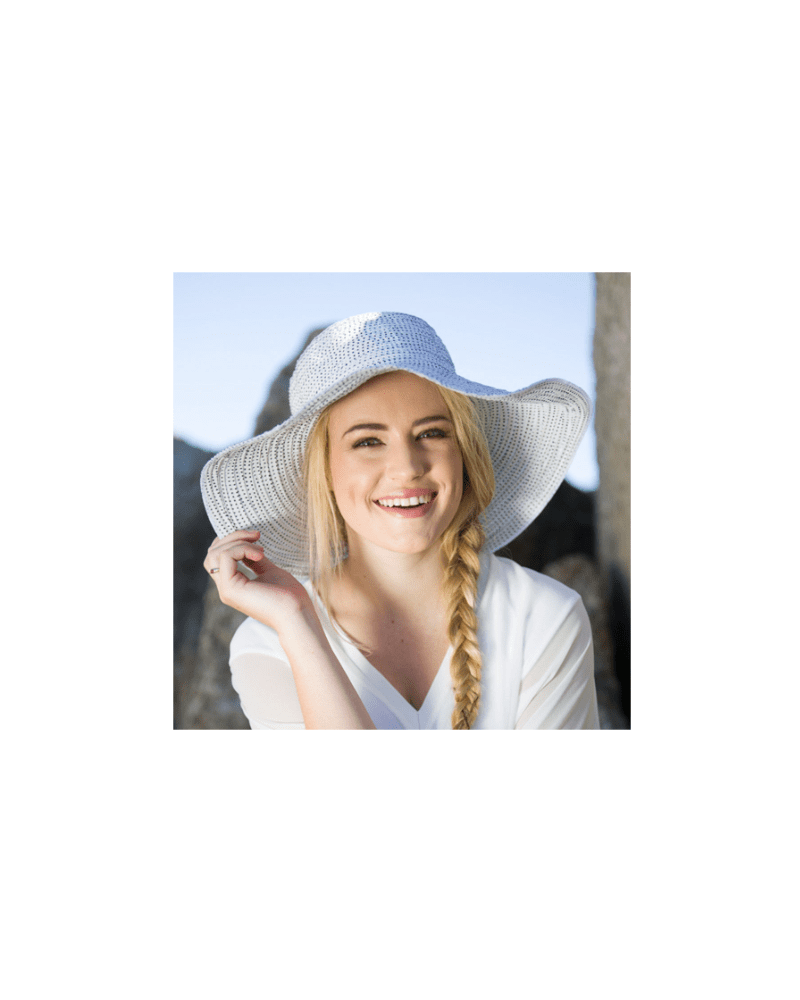 Chapeau capeline modèle Scrunchie blanc anti UV UPF50+ - House of Ord
