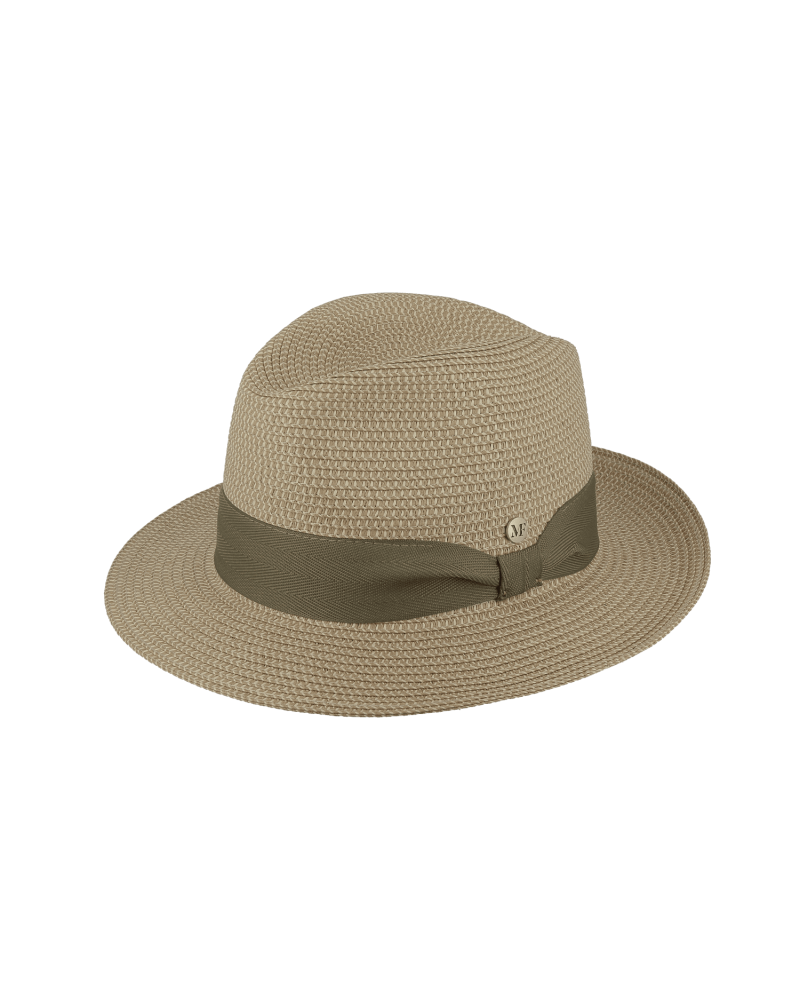 Chapeau forme Fedora paille papier coloris kaki Fléchet - Chapo & Co