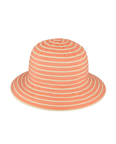 Chapeau forme bob souple à rayure coloris corail - Chapo & Co