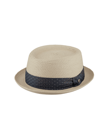Chapeau Porkpie pour homme naturel bandeau marine Fléchet