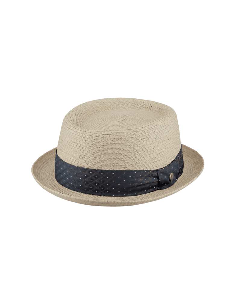 Chapeau Porkpie pour homme naturel bandeau marine Fléchet