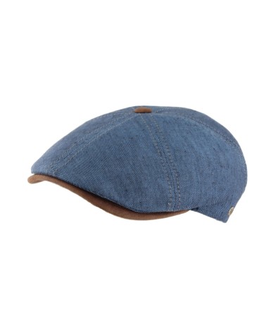 Casquette 6 côtes en lin protection SPF40+ coloris bleu Fléchet - Chapo & Co