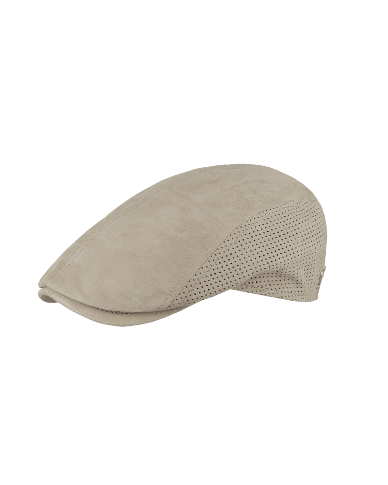 Casquette béret pour l'été ou mi-saison en cuir coloris beige - Fléchet