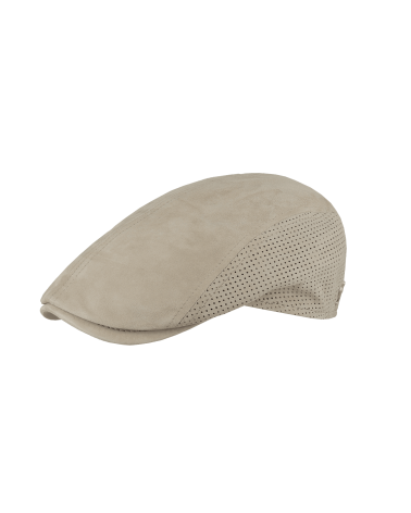 Casquette béret pour l'été ou mi-saison en cuir coloris beige - Fléchet