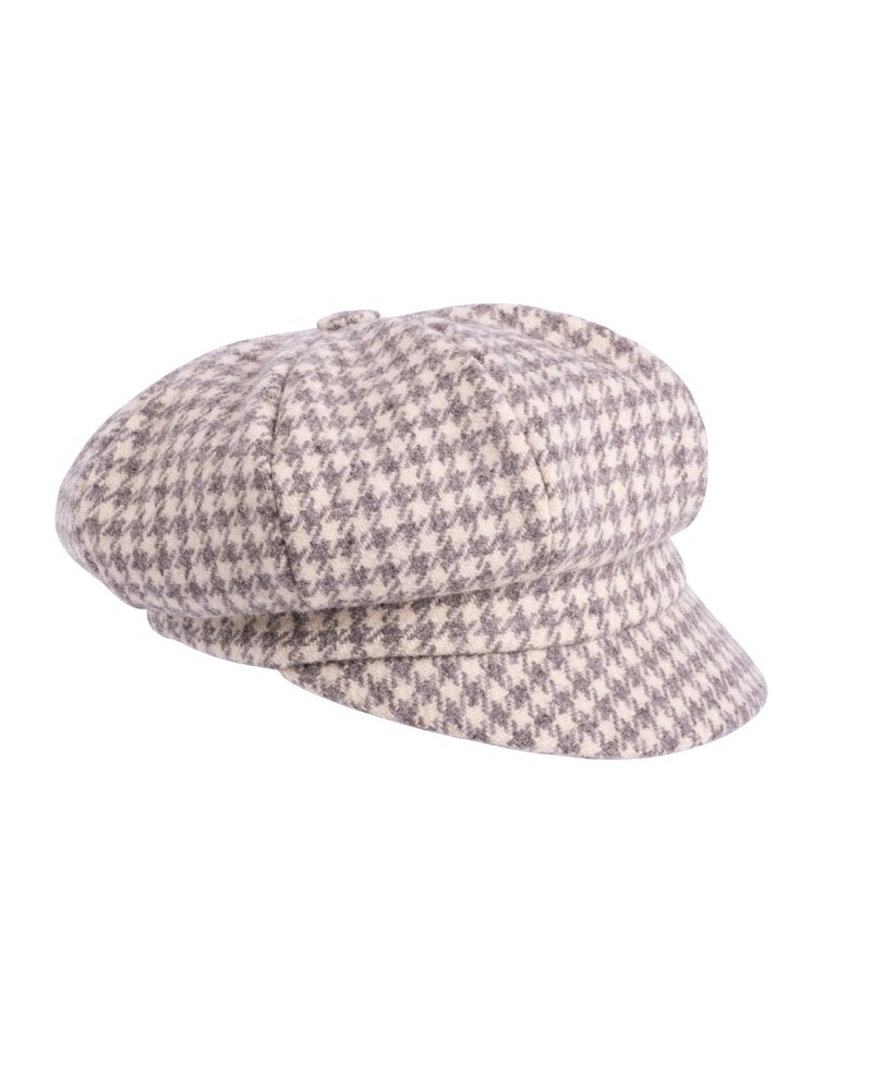 Casquette forme gavroche motif pied de poule made in France - Chapo & Co